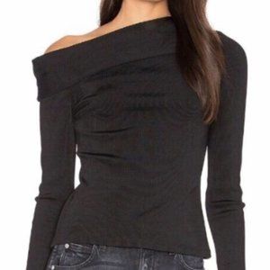 RAG & BONE - Black Carmen One Shoulder Ribbed Top